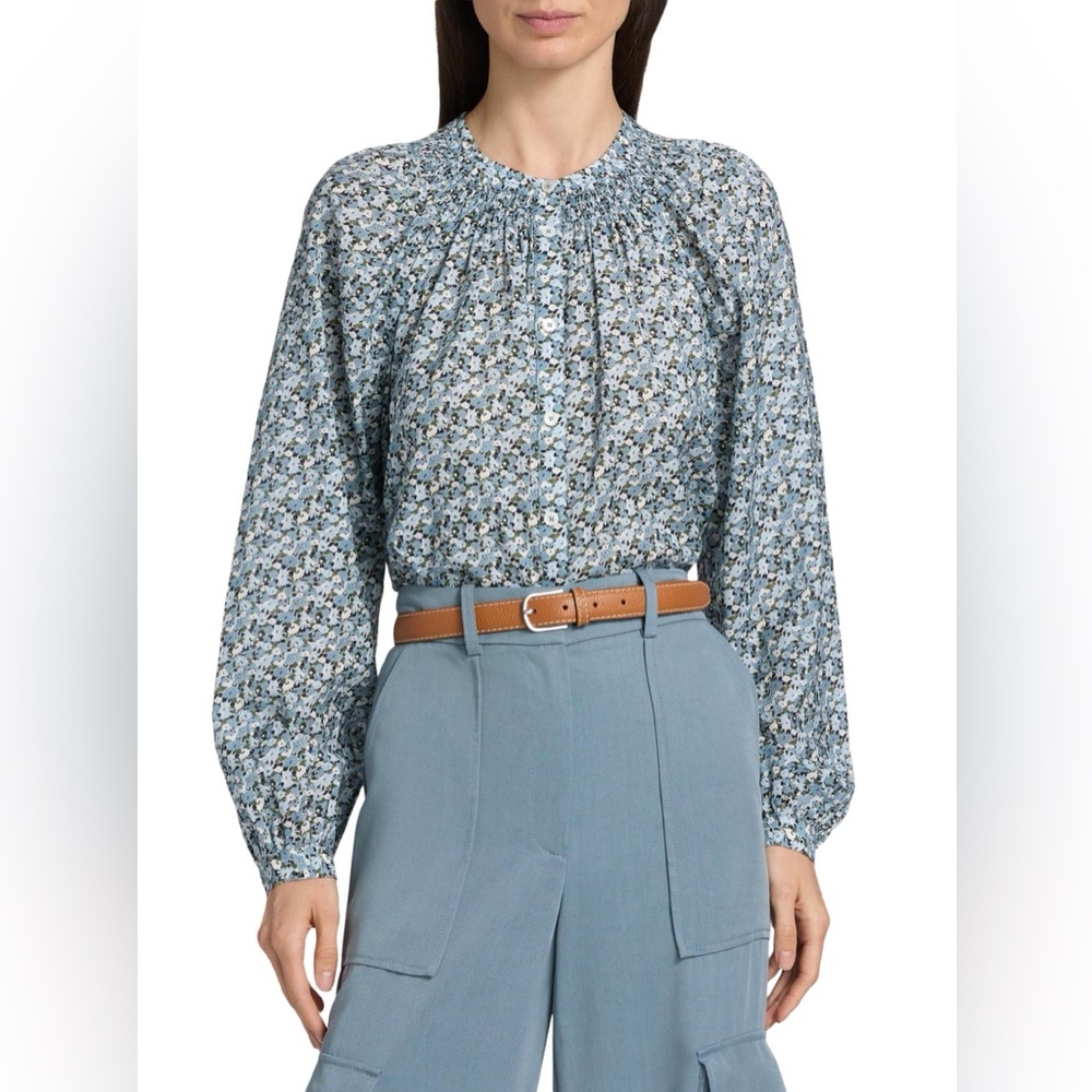 NWT VERONICA BEARD Floral Cotton Puff Long Sleeve Button Up Cottagecore Top 10 - Picture 7 of 12